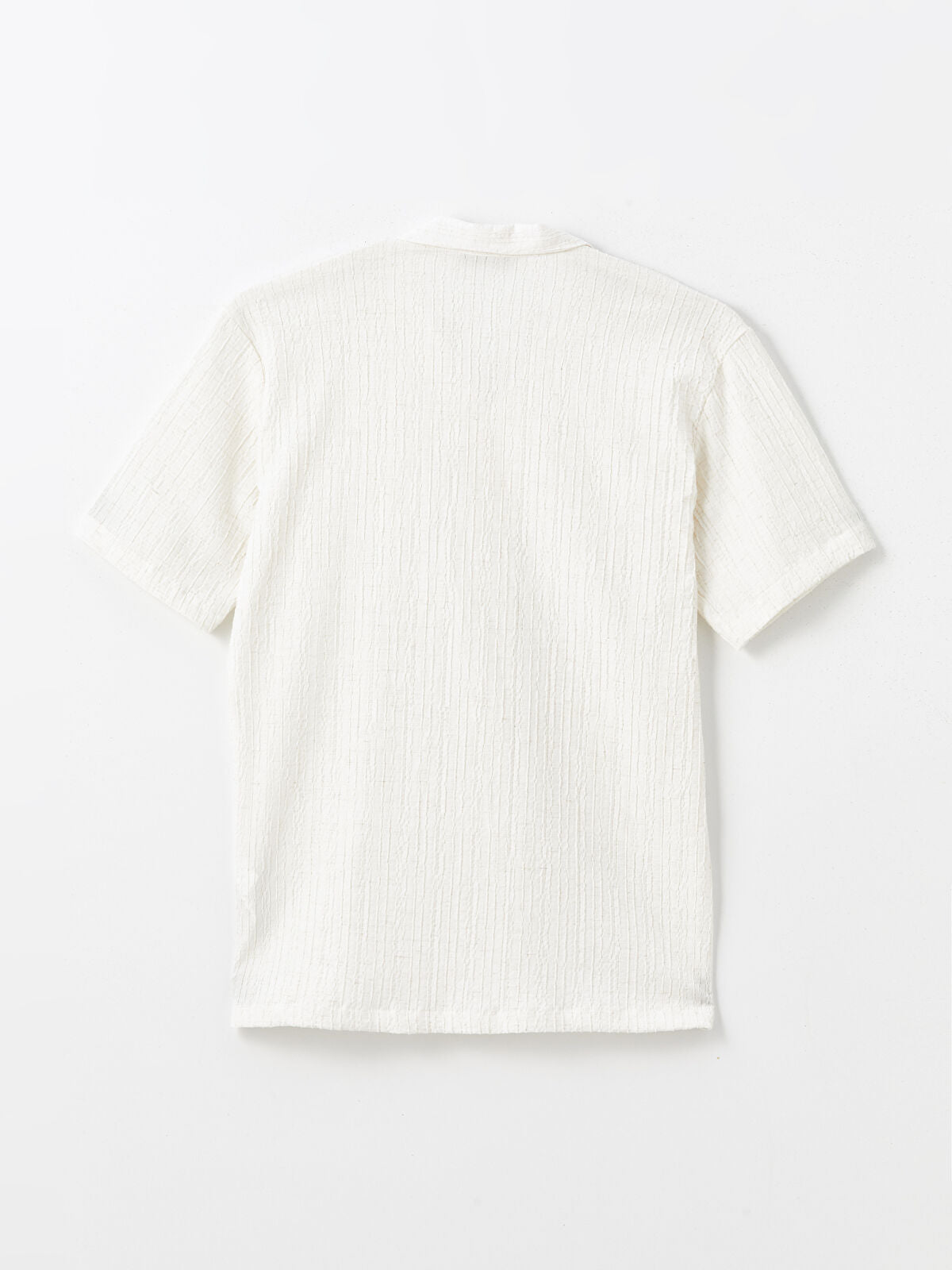 Textured Cuban Collar Polo Shirt Set - White & Black Combo