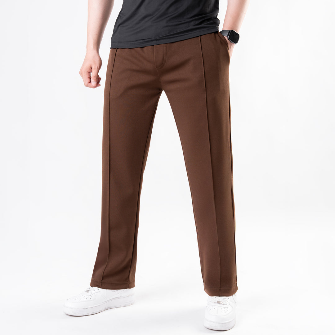 Brown Casual Straight Trousers