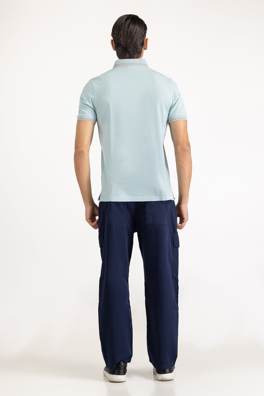Mint Green Striped Polo Shirt