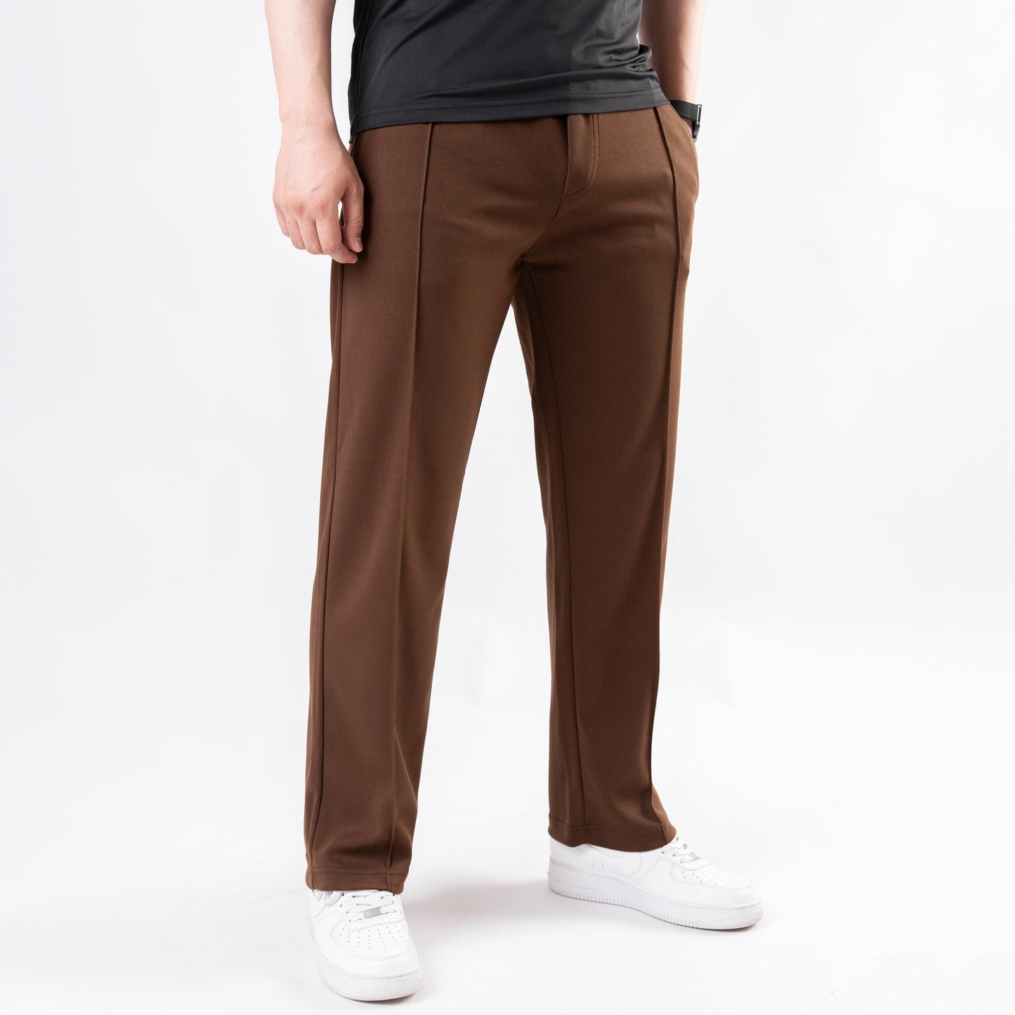 Brown Casual Straight Trousers