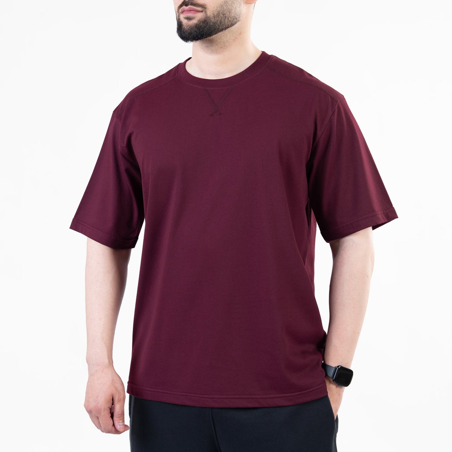 Men's Burgundy V-Neck Sweatshirt