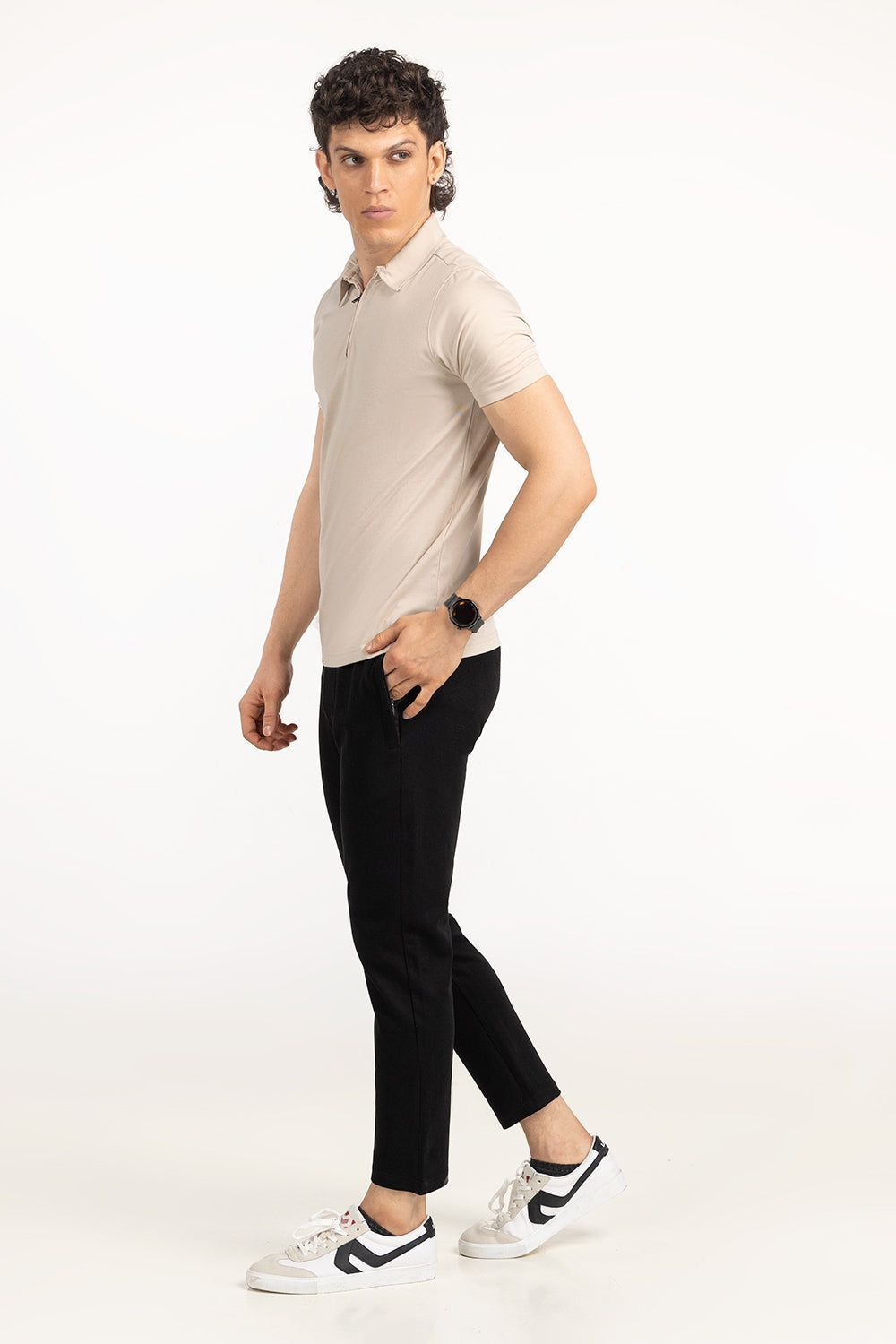Beige Cotton Polo Shirt