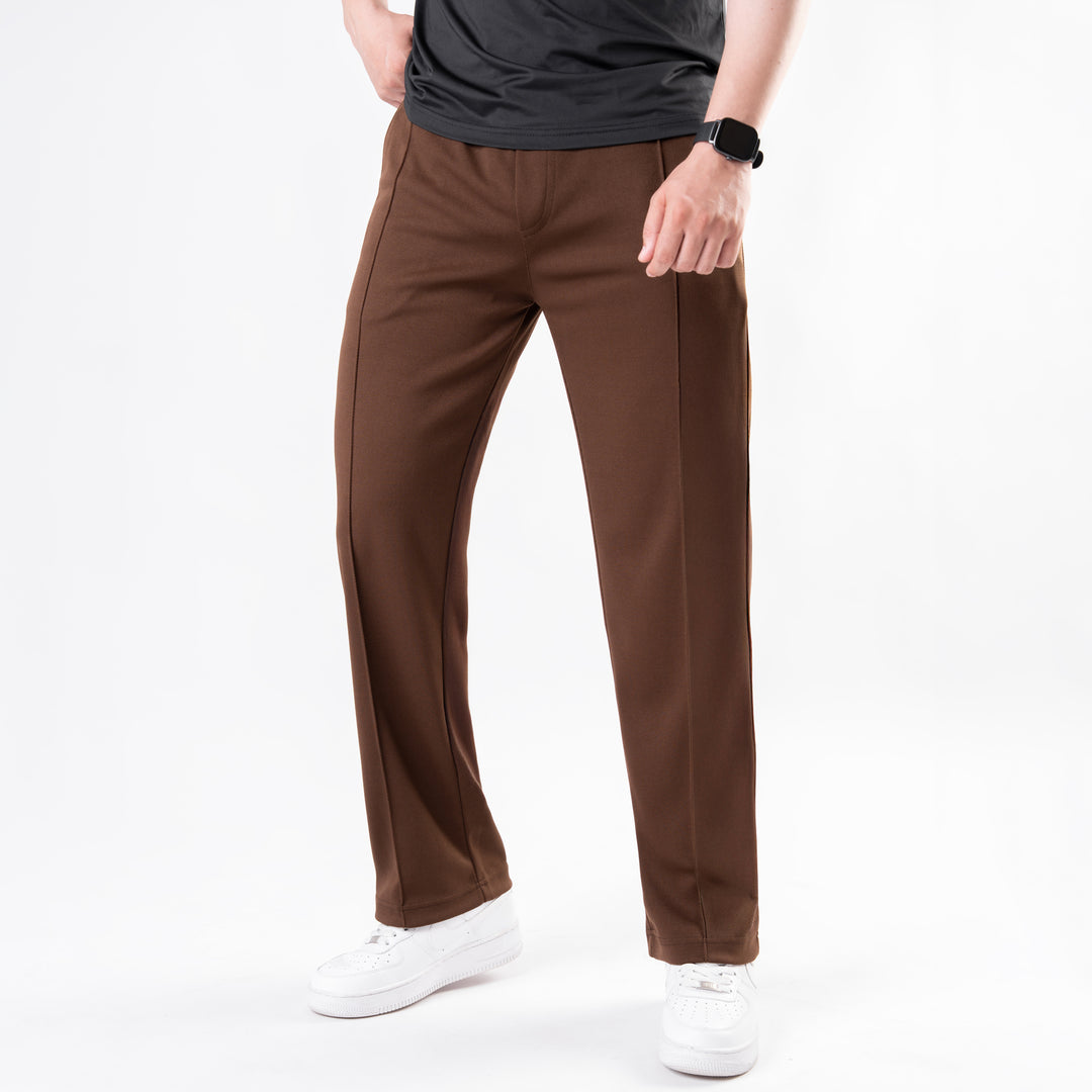 Brown Casual Straight Trousers