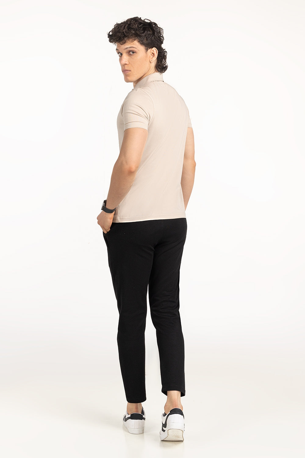 Beige Cotton Polo Shirt