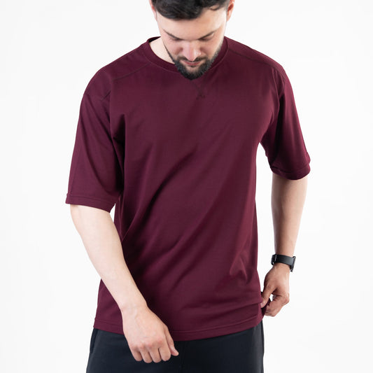 Men's Burgundy V-Neck Sweatshirt