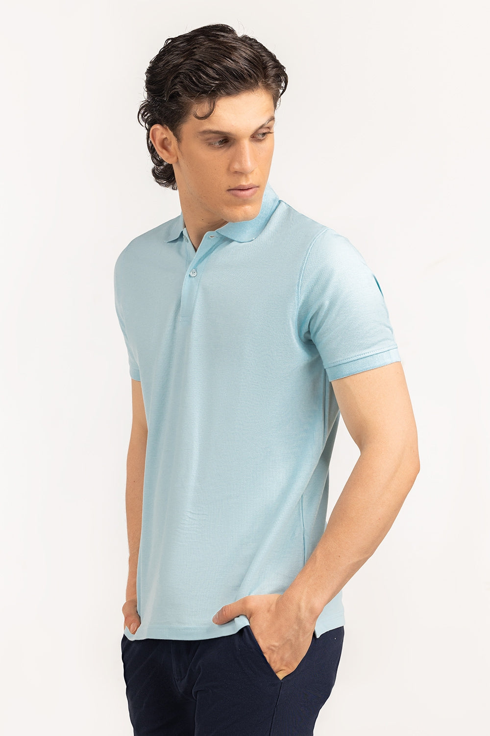 Light Blue Cotton Polo Shirt