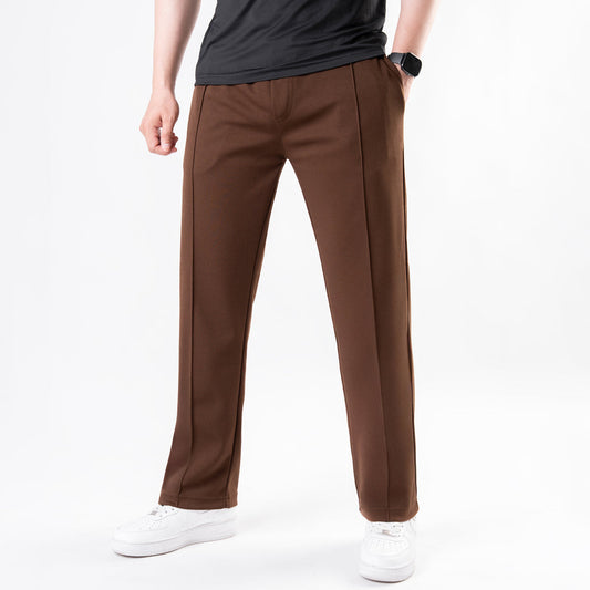 Brown Casual Straight Trousers