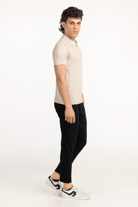 Beige Cotton Polo Shirt