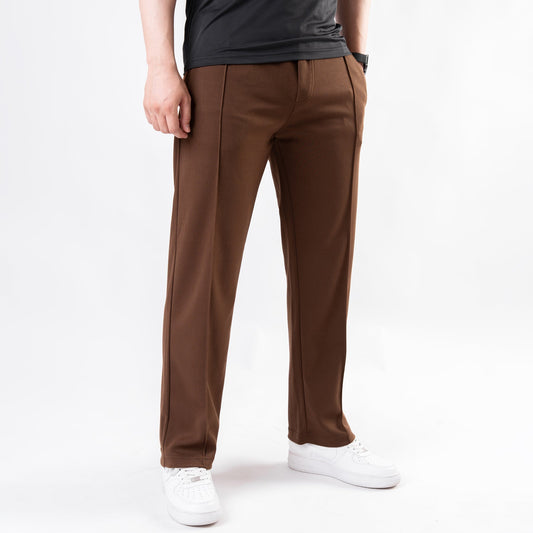 Brown Casual Straight Trousers