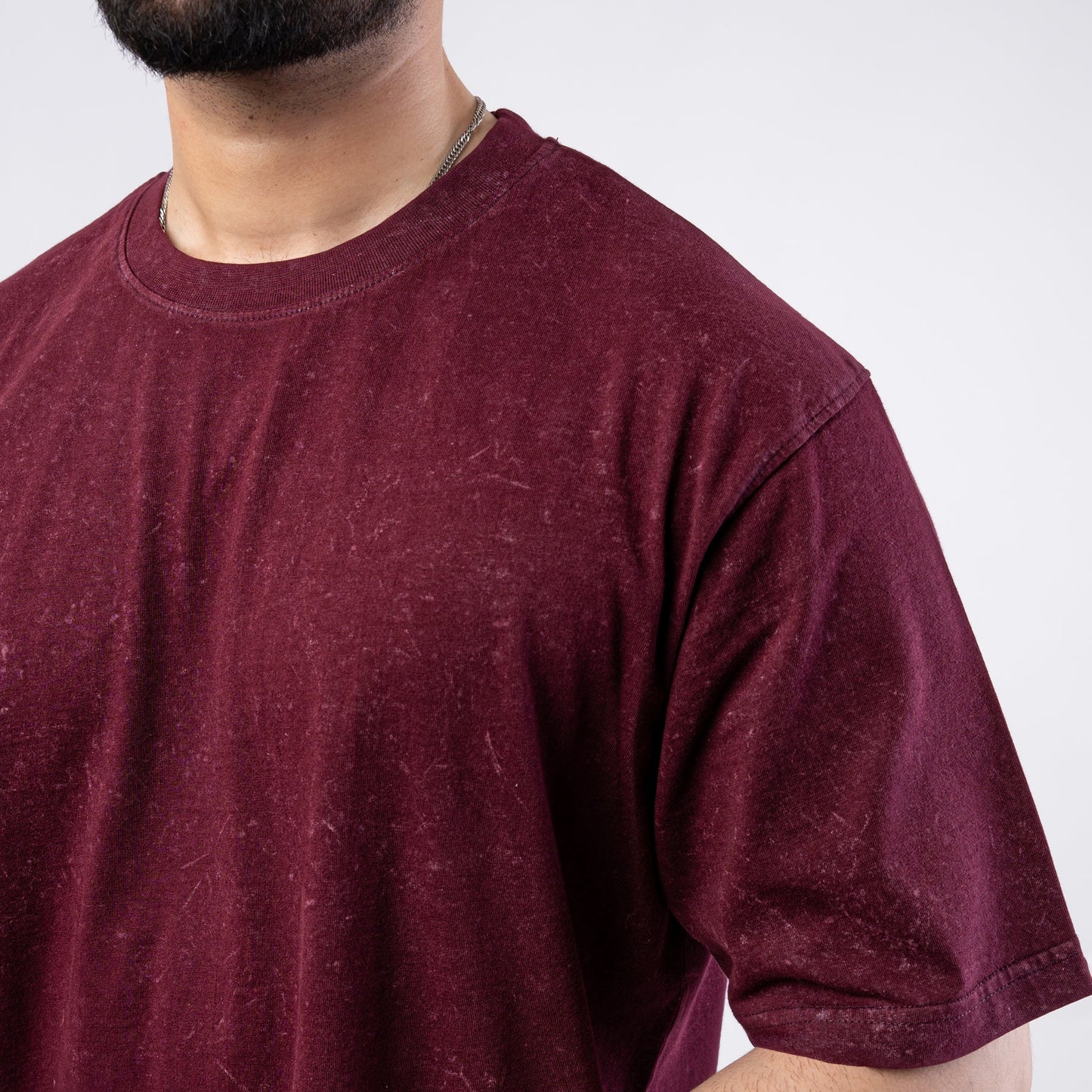 Men's Burgundy Speckled Oversized T-Shirt
