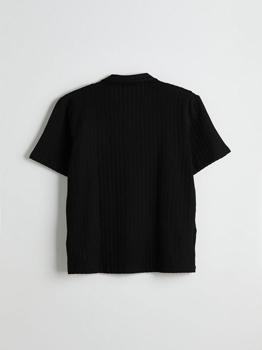 Black Midnight Club Cuban Collar Polo