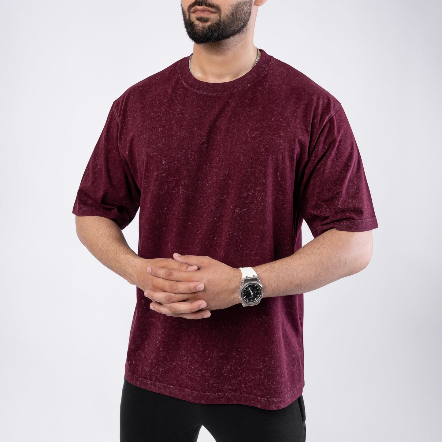Men's Burgundy Speckled Oversized T-Shirt