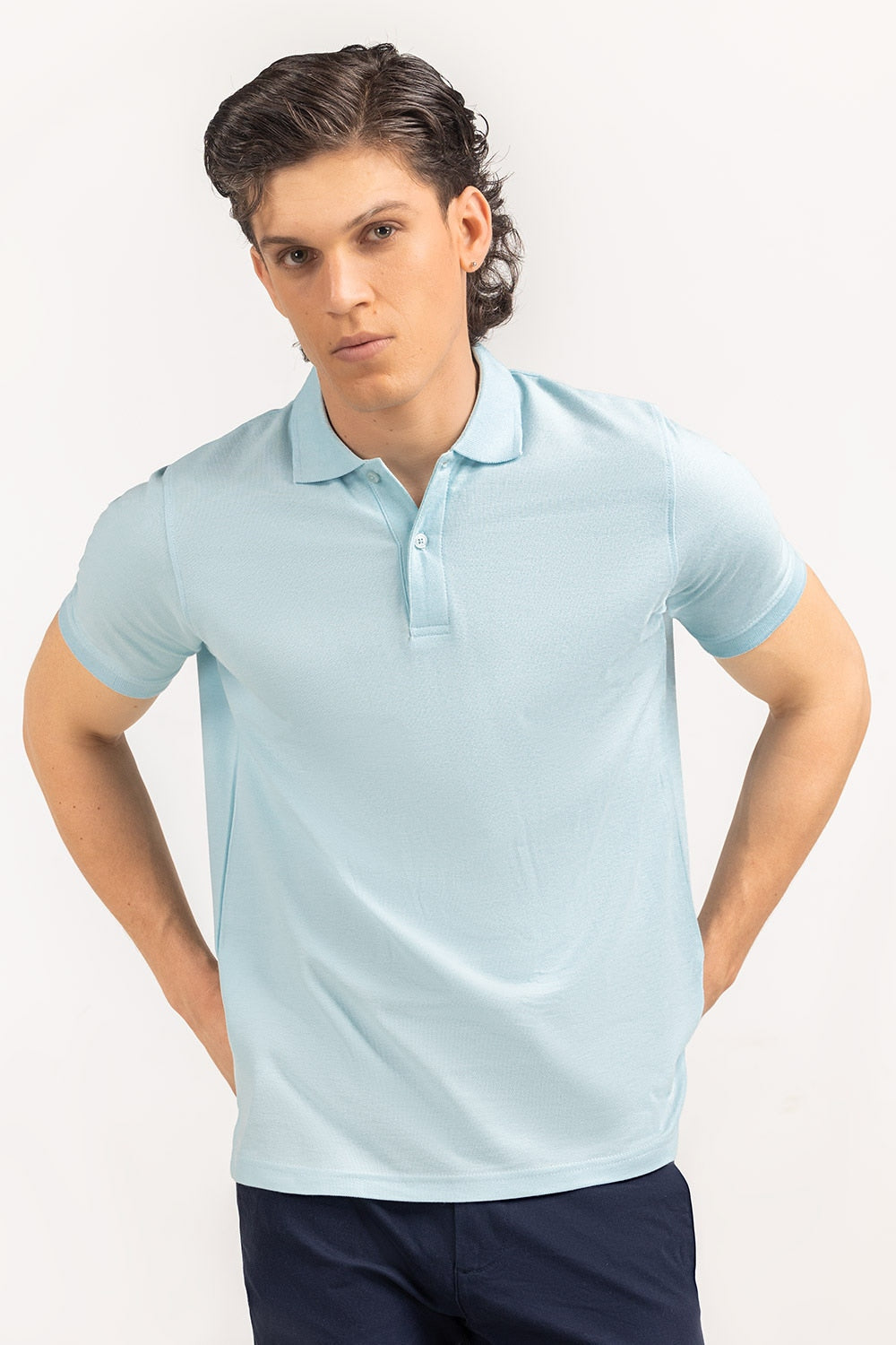 Light Blue Cotton Polo Shirt